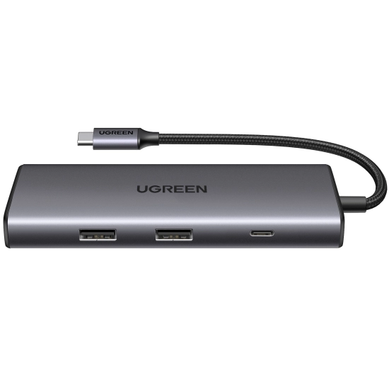 USB HUB UGREEN, USB-C na 2x USB-A 3.2, USB-C, HDMI 4K@30Hz, čitač kartica SD/TF, Power Delivery, sivi