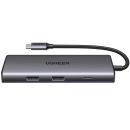 USB HUB UGREEN, USB-C na 2x USB-A 3.2, USB-C, HDMI 4K@30Hz, čitać kartica SD/TF, Power Delivery, sivi