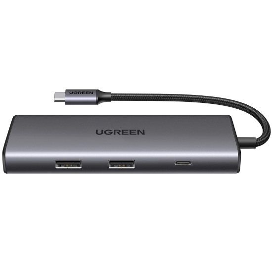 USB HUB UGREEN, USB-C na 2x USB-A 3.2, USB-C, HDMI 4K@30Hz, čitać kartica SD/TF, Power Delivery, sivi