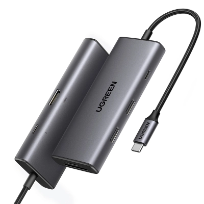 USB HUB UGREEN, USB C na 2x USB A 3.2, USB C, HDMI 4K@30Hz, čitač kartica SD/TF, Power Delivery, sivi   - Hlađenja, stalci, docking i USB hubovi