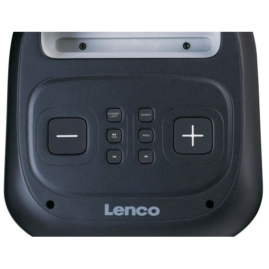 Prijenosni audio sustav LENCO PA-100, 100W RMS, Bluetooth 5.0, IPX4, TWS, USB A, daljinski upravljač, 1x bežični mikrofon