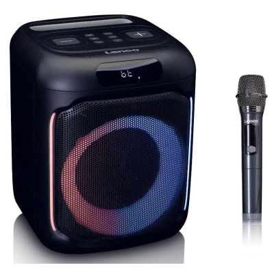 Prijenosni audio sustav LENCO PA-100, 100W RMS, Bluetooth 5.0, IPX4, TWS, USB, daljinski upravljač, 1x bežični mikrofon   - Karaoke
