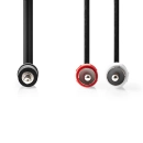 Kabel NEDIS audio stereo, 3.5mm (M) na 2xRCA (M), crni, 3m, polybag