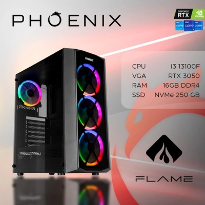 Računalo gaming PHOENIX Flame Y-514, Intel i3-13100F, 16GB, 250GB SSD, GeForce RTX3050   - RAČUNALA