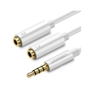 Adapter UGREEN, 3.5mm (M) na 2x3.5mm (Ž), 0.2m, za slušalice, bijeli