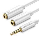 Adapter UGREEN, 3.5mm (M) na 2x3.5mm (Ž), 0.2m, za slušalice, bijeli