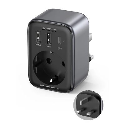 Utikač šuko adapter UGREEN, EURO utičnica na UK utikač    