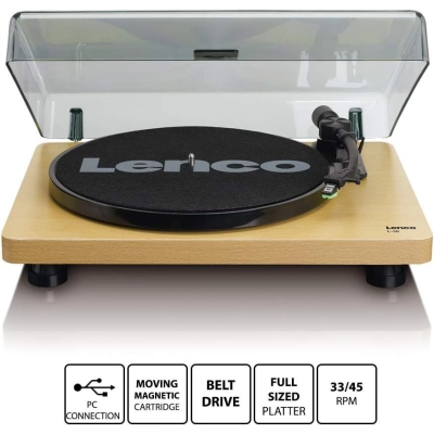 Gramofon LENCO L-30WD, RCA izlaz, USB-B PC kodiranje, 33 i 45 RPM, Audio-Technica AT3600 cartridge, wood   - Lenco