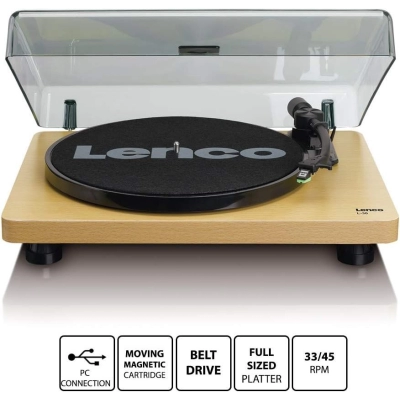 Gramofon LENCO L-30WD, RCA izlaz, USB-B PC kodiranje, 33 i 45 RPM, Audio-Technica AT3600 cartridge, wood   - Gramofoni