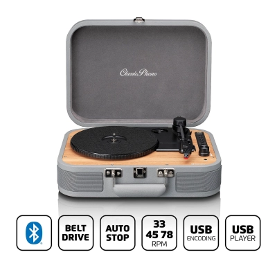 Gramofon LENCO TT-116GY, sa zvučnicima, Bluetooth 5, RCA izlaz, AUX ulaz, USB B PC kodiranje, 33,45 i 75 RPM,    - Pun pogodak!