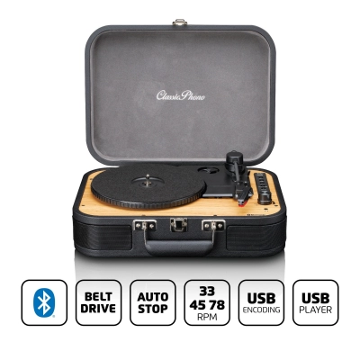 Gramofon LENCO TT-116BK, sa zvučnicima, Bluetooth 5, RCA izlaz, AUX ulaz, USB-B PC kodiranje, 33,45 i 75 RPM,    - Gramofoni