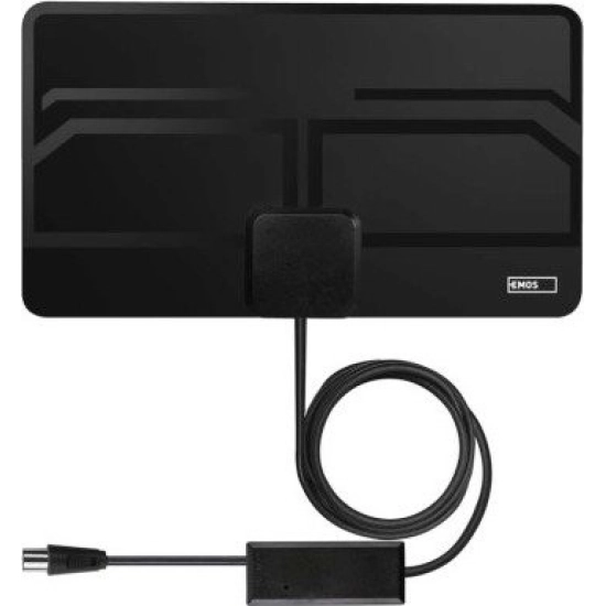 Antena EMOS CITY LEAF-C600, DVB-T/T2, DAB, LTE,4G,5G filteri, 0-25km, sobna, aktivna, crna Antena EMOS CITY LEAF-C600, DVB-T/T2, DAB, LTE,4G,5G filteri, 0-25km, sobna, aktivna, crna