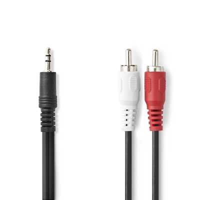 Kabel NEDIS audio stereo, 3.5 mm (M), 2x RCA (M), 10 m, crni, bulk   - Audio kabeli