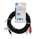 Kabel NEDIS audio stereo, 3.5 mm (M), 2x RCA (M), 10 m, crni, bulk