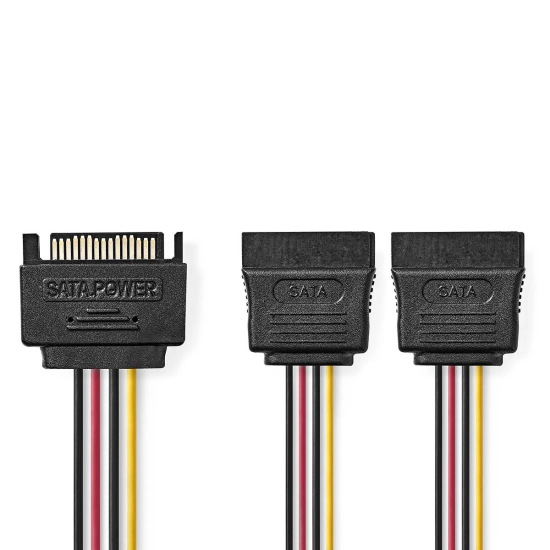 Kabel NEDIS CCGB73190VA015, SATA 15-Pin (M) na 2x SATA 15-Pin (Ž), multi color, 0.15m Kabel NEDIS CCGB73190VA015, SATA 15-Pin (M) na 2x SATA 15-Pin (Ž), multi color, 0.15m