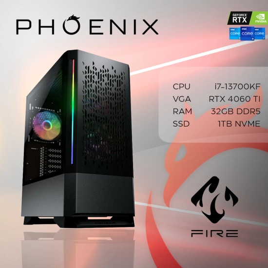 Računalo gaming PHOENIX FIRE GAME Y-727, Intel i7-13700KF, 32GB, 1TB SSD, GeForce RTX 4060 Ti