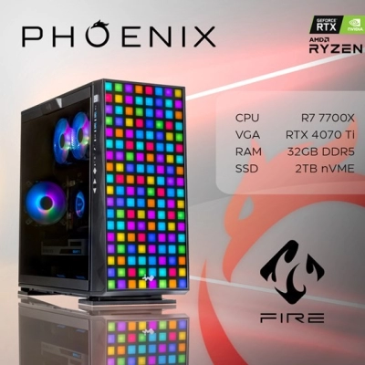 Računalo gaming PHOENIX FIRE GAME Y-728, AMD Ryzen 7 7700X, 32GB, 2TB SSD, GeForce RTX 4070 Ti   - RAČUNALA