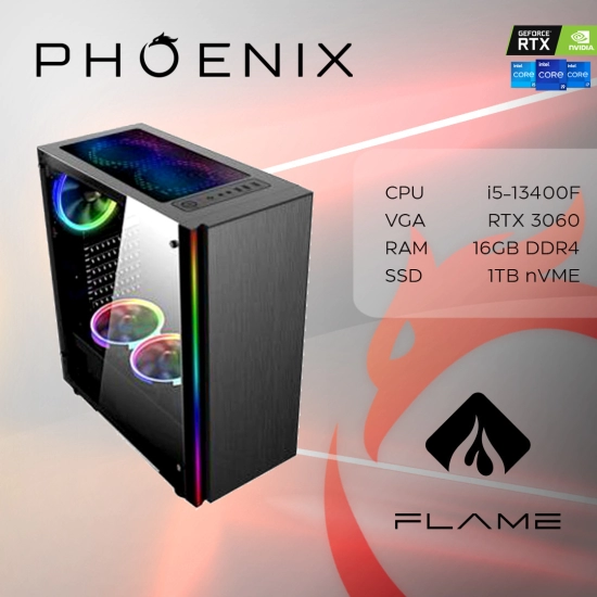 Računalo gaming PHOENIX FLAME Y-526, Intel i5-13400F, 16GB, 1TB SSD, GeForce RTX 3060