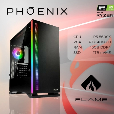 Računalo gaming PHOENIX FLAME Y-527, AMD Ryzen 5 5600X, 16GB, 1TB SSD, GeForce RTX 4060 Ti   - Gaming računala