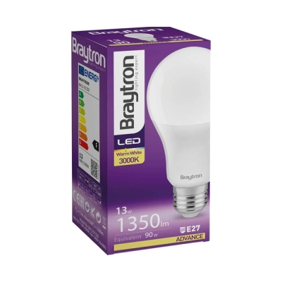 Žarulja LED Braytron 13W 3000K 1350lm E27 A65 IP20   - LED žarulje