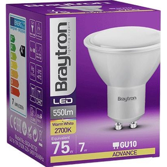 Žarulja LED Braytron 7W 2700K 580lm GU10 110D IP20