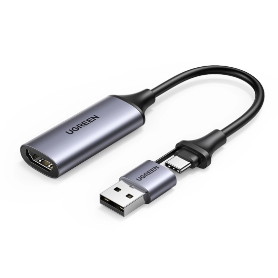 Video capture card UGREEN, USB-C + A na HDMI, crna [ USB3.0 A/F to A/F Adapter Aluminum Case ]
