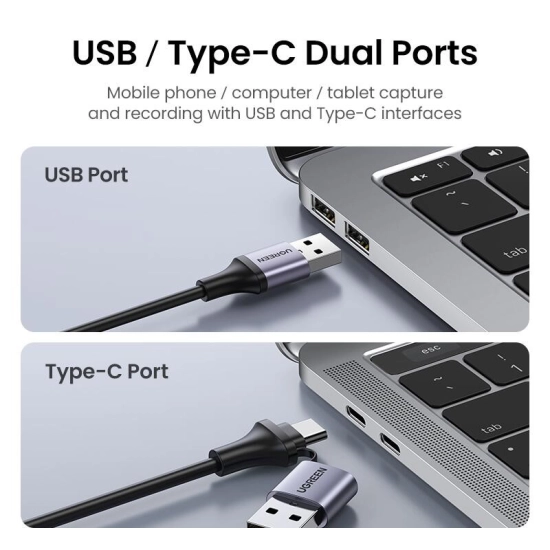 Video capture card UGREEN, USB C/ A na HDMI, crna [ USB3.0 A/F to A/F Adapter Aluminum Case ]