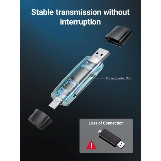 Čitač memorijskih kartica UGREEN, USB-C + A, TF/SD kartice, crni