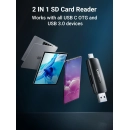 Čitač memorijskih kartica UGREEN, USB C/A 3.0, TF/SD kartice, crni