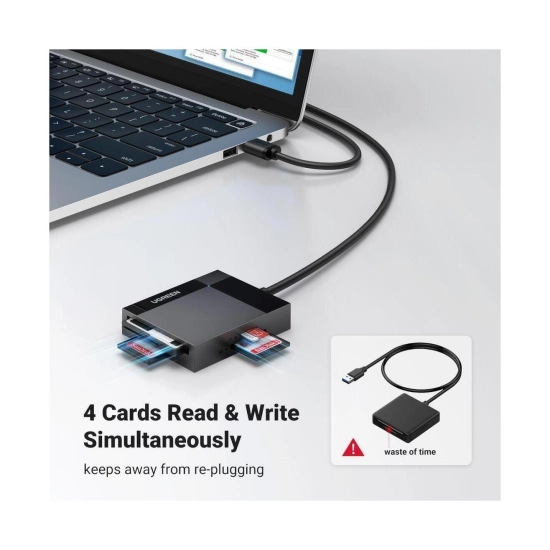 Čitač memorijskih kartica UGREEN, USB A 3.0, TF/SD/CF/MS kartice, 50cm, crni