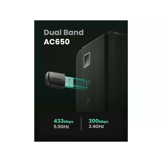 Mrežna kartica adapter USB, UGREEN, 802.11b/g/n/ac, do 433Mbps