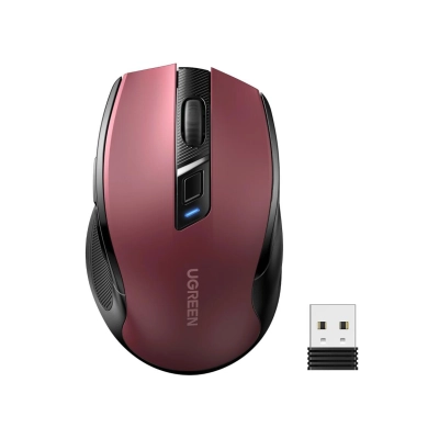 Miš UGREEN, bežični, ergonomski, Bluetooth, USB A, crveni  