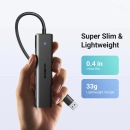 USB HUB UGREEN, USB A 3.0, 4-portni USB 3.0, sivi