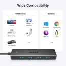 USB HUB UGREEN, USB A 3.0, 4-portni USB 3.0, sivi