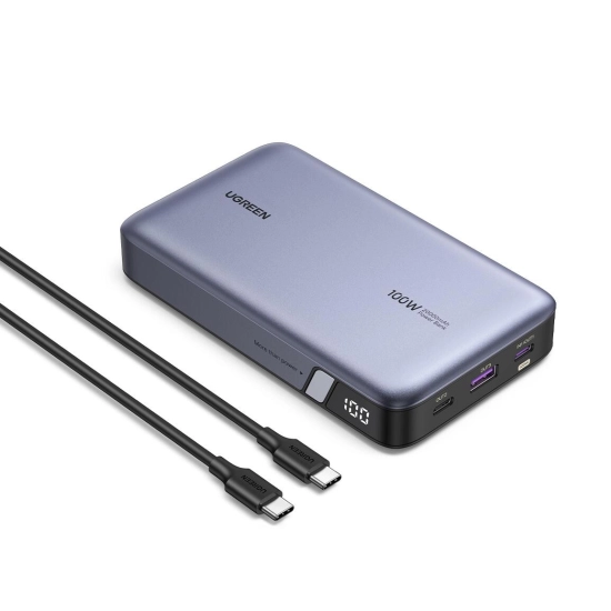 Prijenosno napajanje powerbank UGREEN Nexode, 20.000 mAh, 100W, Fast Charging, USB C, Power Delivery 3.0, srebrni
