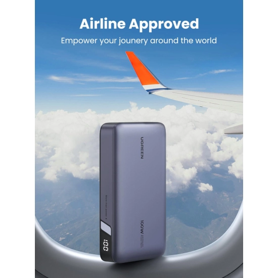 Prijenosno napajanje powerbank UGREEN Nexode, 20.000 mAh, 100W, Fast Charging, USB C, Power Delivery 3.0, srebrni
