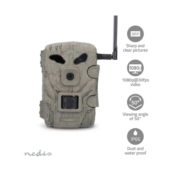 Kamera za lov NEDIS WCAM460GN, 4G LTE, 1080p, 30 MP, IP66, prikaz 50 stupnjeva, detekcija pokreta 20m