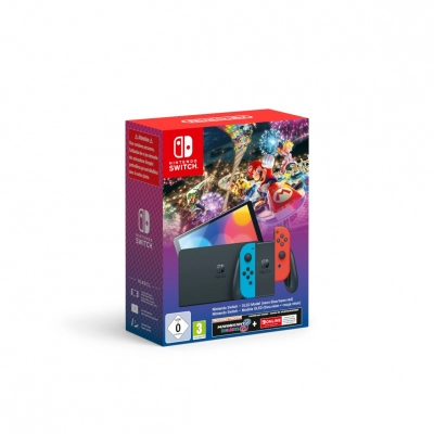 Igraća konzola NINTENDO Switch OLED, plava/crvena, MK8 Deluxe + Nintendo Switch Online 3 mjeseca