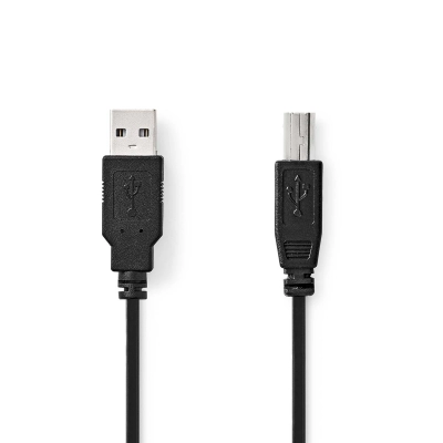 Kabel NEDIS CCGL60100BK50, USB 2.0 A (M) na USB-B (M), crni, 5m, bulk   - Podatkovni kabeli