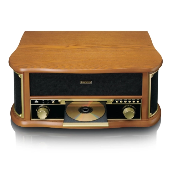 Gramofon LENCO Classic Phono TCD-2571WD, Radio/CD Player, Kasetofon, Bluetooth, RCA izlaz, USB, AUX in, 3.5mm, zvučnici 2x 5W, LCD Zaslon, daljinski upravljač