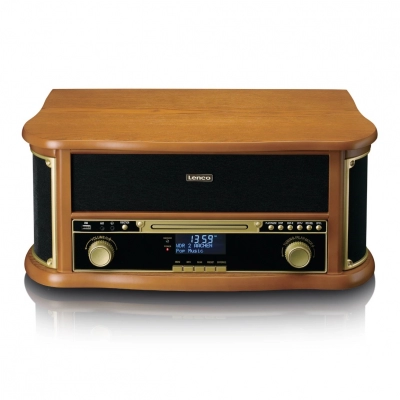 Gramofon LENCO Classic Phono TCD-2571WD, Radio/CD Player, Kasetofon, Bluetooth, RCA izlaz, USB, AUX in, 3.5mm, zvučnici 2x 5W, LCD Zaslon, daljinski upravljač   - Gramofoni