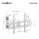 Nosač zidni za TV NEDIS TVWM1550BK, 37-70incha, 25kg, 20° nagib, rotacija 180°