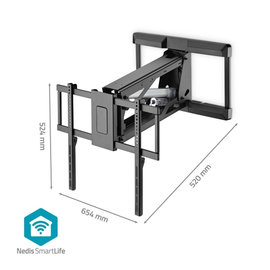 Nosač zidni za TV NEDIS TVWM5880BK, motorizirani, 37in-75in, Maksimalna podržana težina zaslona 35kg, Rotirajući, Minimalna udaljenost od zida 153 mm, Maksimalna udaljenost od zida 485 mm, Daljinski 