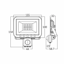 Reflektor LED Braytron 20W 6500K 1620lm IP54 sa PIR senzorom