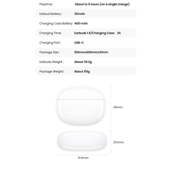 Slušalice UGREEN HiTune H5 True Wireless, in-ear, bežične, Bluetooth, bijele