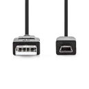 Kabel NEDIS CCGL60300BK30, USB A 2.0 (M) na USB Mini B (M), crni, 3m, bulk