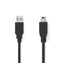 Kabel NEDIS CCGL60300BK30, USB A 2.0 (M) na USB Mini B (M), crni, 3m, bulk