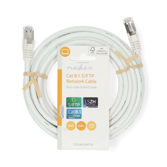 Kabel NEDIS CCGL85520WT50, Patch, CAT8.1 S/FTP, bijeli, 5m Kabel NEDIS CCGL85520WT50, Patch, CAT8.1 S/FTP, bijeli, 5m