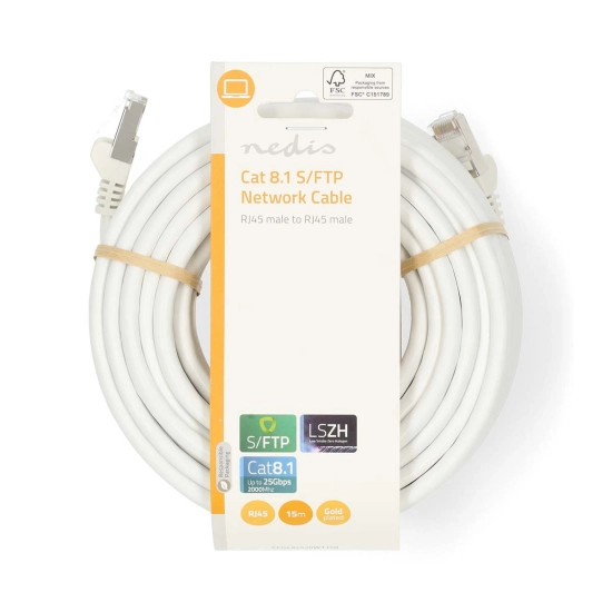 Kabel NEDIS CCGL85520WT150, Patch, CAT8.1 S/FTP, bijeli, 15m Kabel NEDIS CCGL85520WT150, Patch, CAT8.1 S/FTP, bijeli, 15m