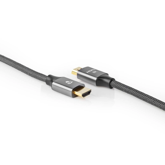 Kabel NEDIS CVTB35000GY20, HDMI (M) na HDMI (M), crni, 2m, 8K@60Hz, eARC, ethernet 